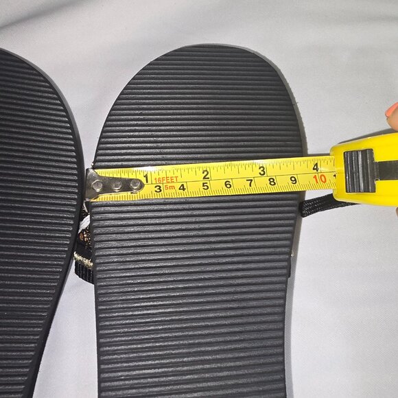 Shein Black Slide Sandals W Embroidered Sequin Design Size Euro 41 - Picture 6 of 7